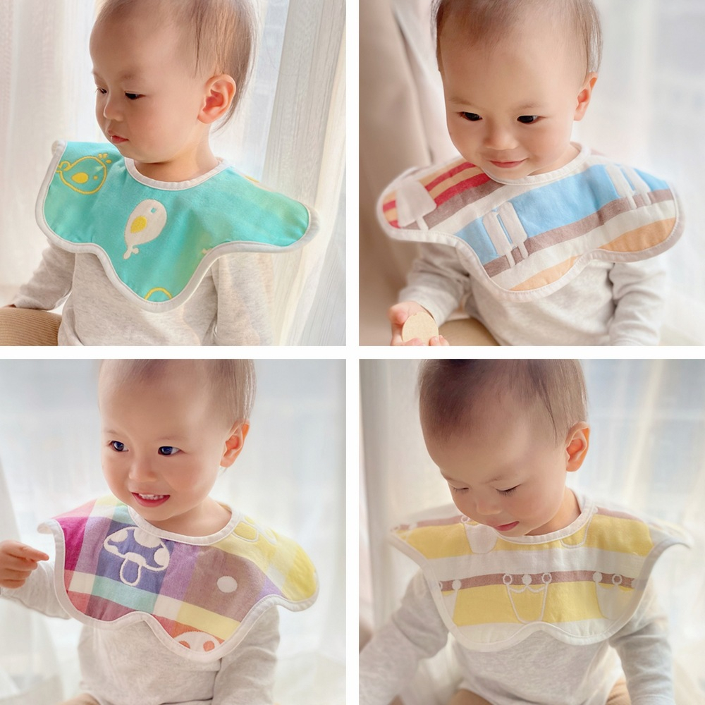 T&amp;Y Celemek Bayi Bentuk Bunga Gelombang Penyerap Air Liur Karakter Lucu Bentuk Bunga Dapat Diputar 360 Derajat Apron Baby Bibs Slabber Perlengkapan Makan Anak Murah Import