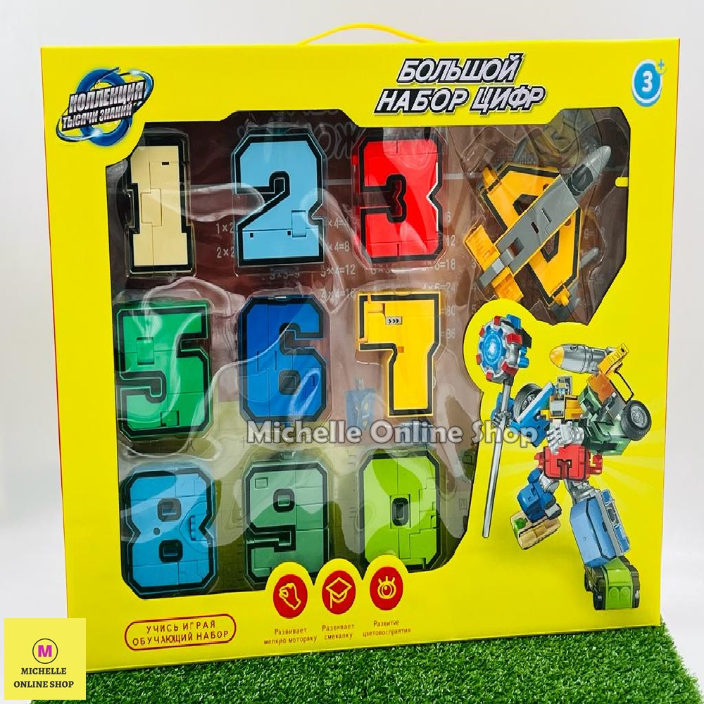 Mainan Robot angka 0 sampai 9 bisa digabung jadi robot transformer besar