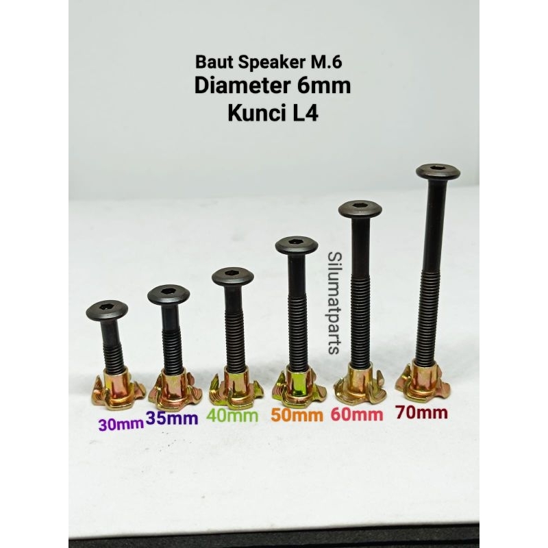 Baut Speaker Cakar M6 Panjang 2cm Sampai 7cm / Baut Speaker Cakar