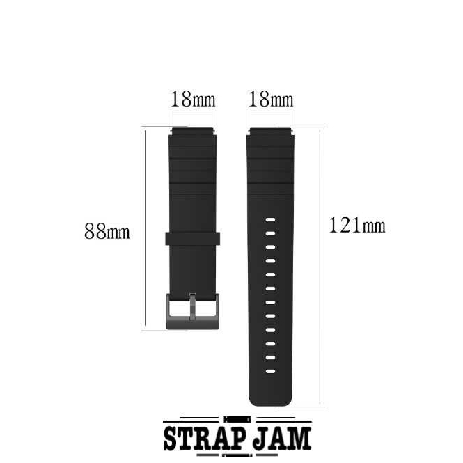 XMW Tali Jam Casio F105W F28W A158W F-105W F-28W A-158W - Strap 18mm Rubber Silikon Black Buckle
