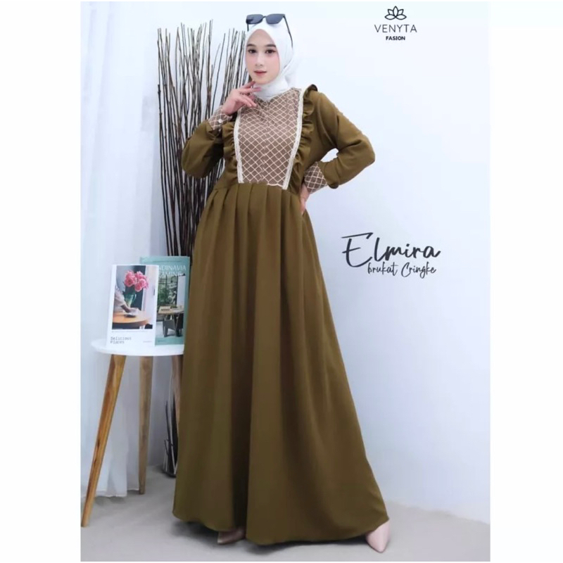 Gamis wanita kringkel terbaru dan terlaris elmira