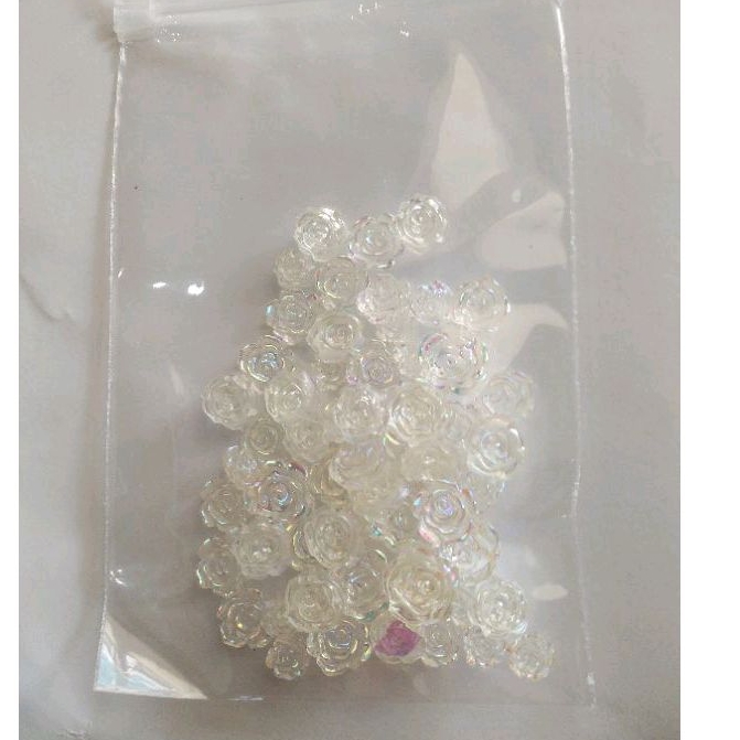 Bunga camellia Arcylic Transparant Broken White Mixed Size 4mm-8mm untuk hiasan/dekorasi Nail Arts