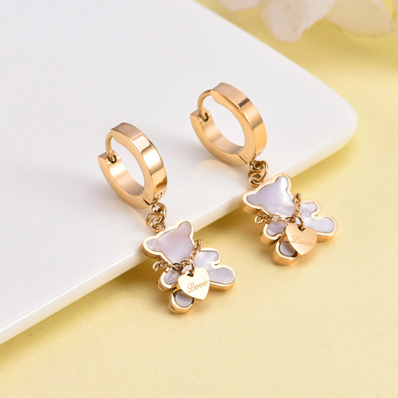 Anting hoop beruang love anti karat