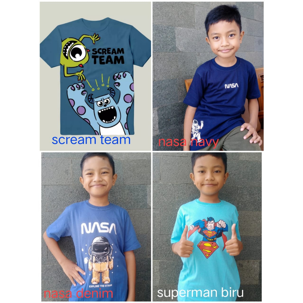 Kaos Anak Karakter / Kaos Anak Biru Denim
