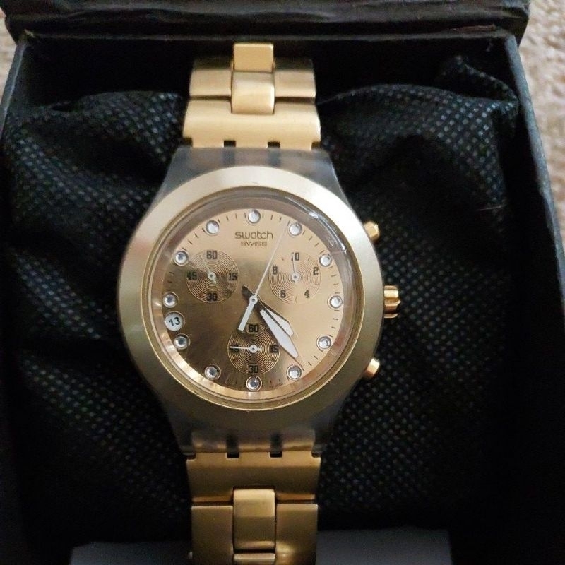 Jam Tangan original Swatch Chronograph mulus like new preloved second bekas