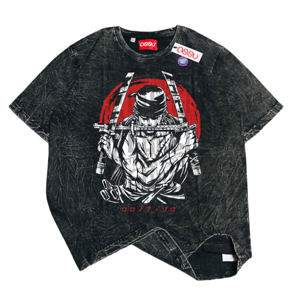 HAPI BASIC "One Piece Luffy" T-Shirt | Regular T-shirt | Stone Wash | Kaos ANIME Movie Kartun Komik 