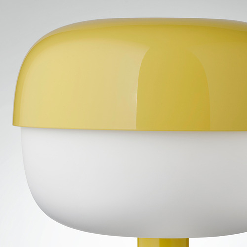 BLASVERK Lampu meja, krem / kuning / biru, 36 cm