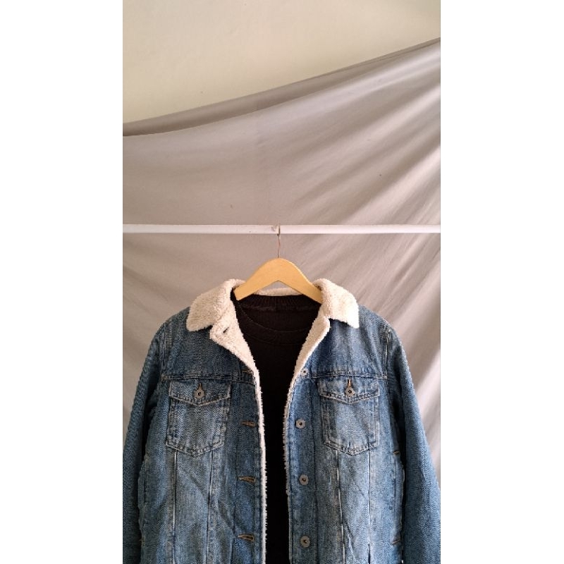 jacket sherpa denim GU by Uniqlo