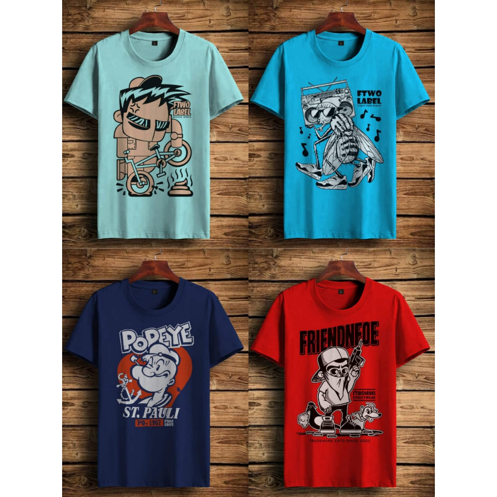 Kaos Distro Pria Navy/ Kaos Distro Pria Merah / Warna Biru Muda