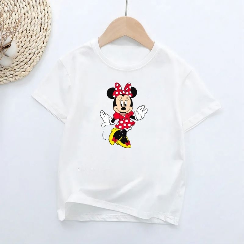 Kaos Anak Cewek Minnie Mouse Baju Anak Perempuan Pakaian Atasan Anak Lengan Pendek 2-16Th Cod