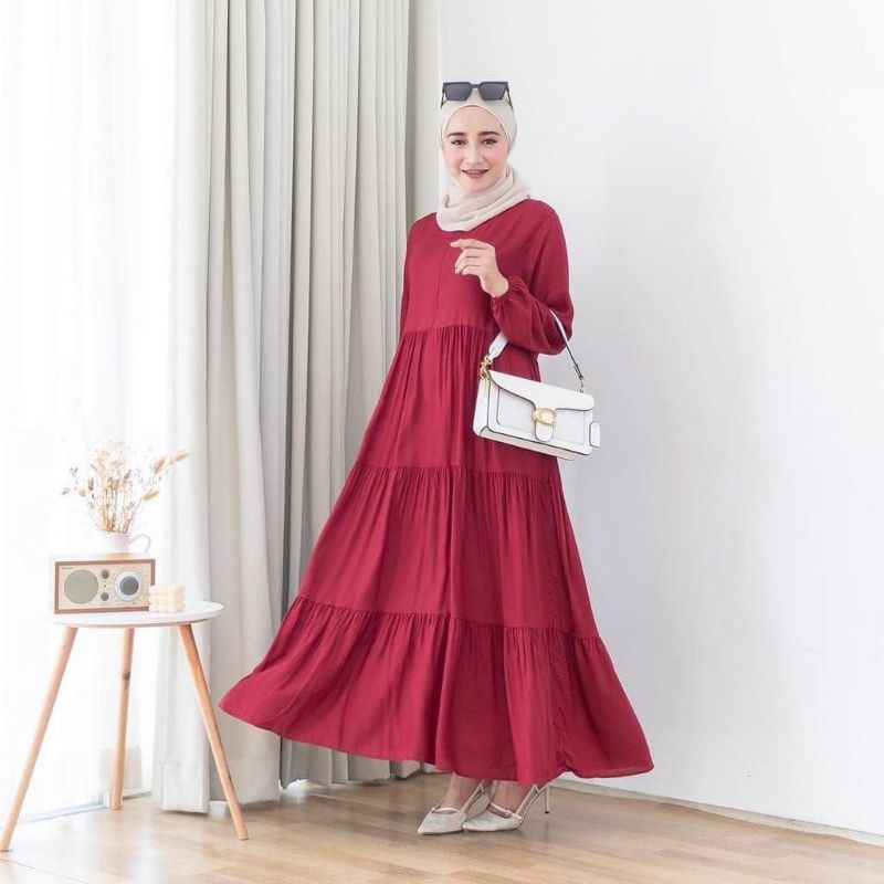 (Terbaru/Bisa COD) Rayon Tebal Adem Homedress Twill Busui Gamis Rayon Dress Homey Le Khari Rayon Gamis Busui Cassandra Basic