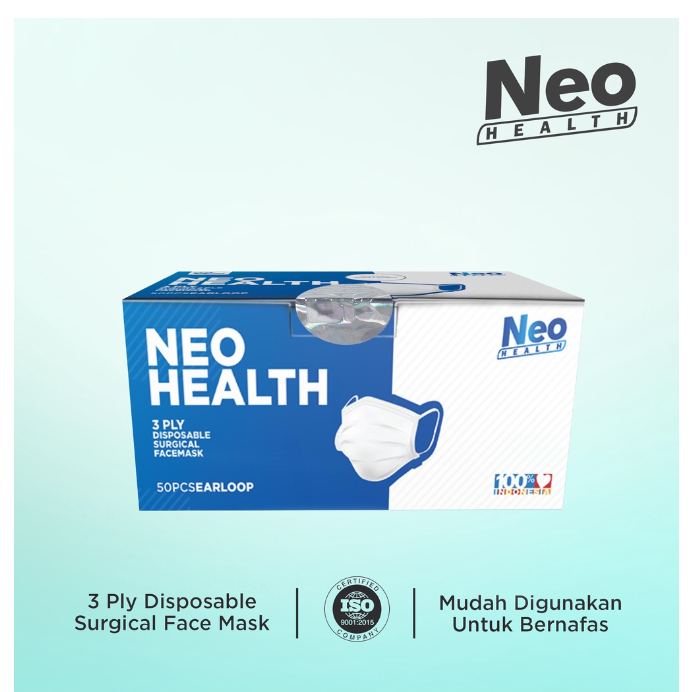 Murah dan Terbatas!! Masker Medis Karet OneMed/ Neo Health Earloop Box Isi 50Pcs