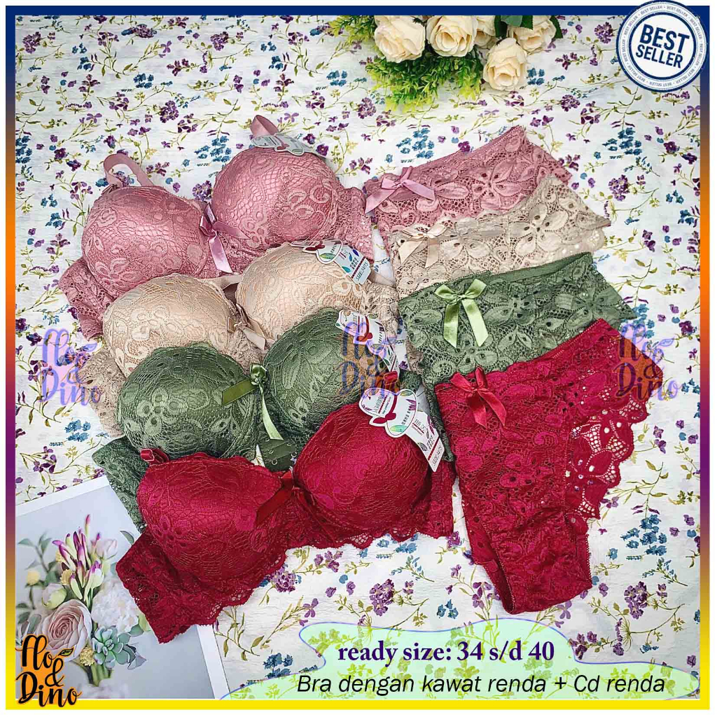 BRA Renda Set Yasimei kawat BH Set Push Up Busa Tebal + CD Sexy Lingerie 02