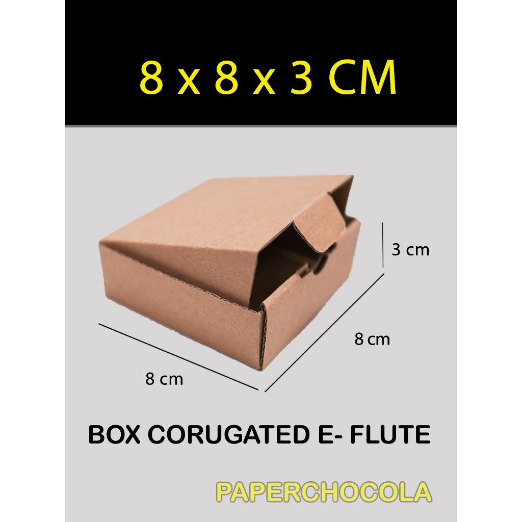 

BOX KARDUS 8X8X3 CM / BOX KARTON CORUGATED DIE CUT E-FLUTE /AKSESORIS