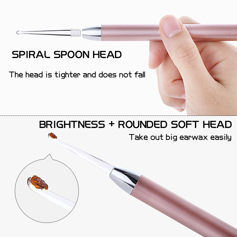 Alat Korek Kuping Pembersih Led Telinga dengan Kaca Pembesar Silicone Endoscope Ear Wax Cleaner Spoon With Flashlight