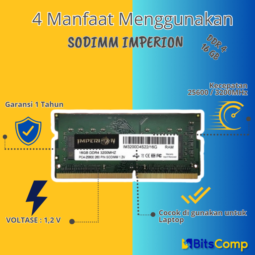 Memory Sodimm RAM 16GB DDR4 2666 Imperion untuk laptop notebook