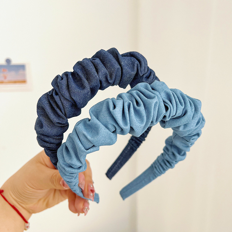 Caliloops Bando Bandana Jeans Kerut Korean Scrunchies Denim Kafka