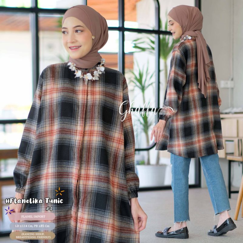 FLANELIKA TUNIK #4 BY GHAFFA THE LABEL / TUNIK WANITA MUSLIMAH / Kemeja flanel wanita