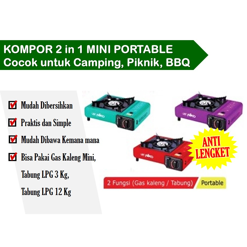 Kompor Portable Mini Camping Mendaki Anak Kos 2 In 1 Rekomendasi Kompor Portable Niko Nk268 Hitam Hi