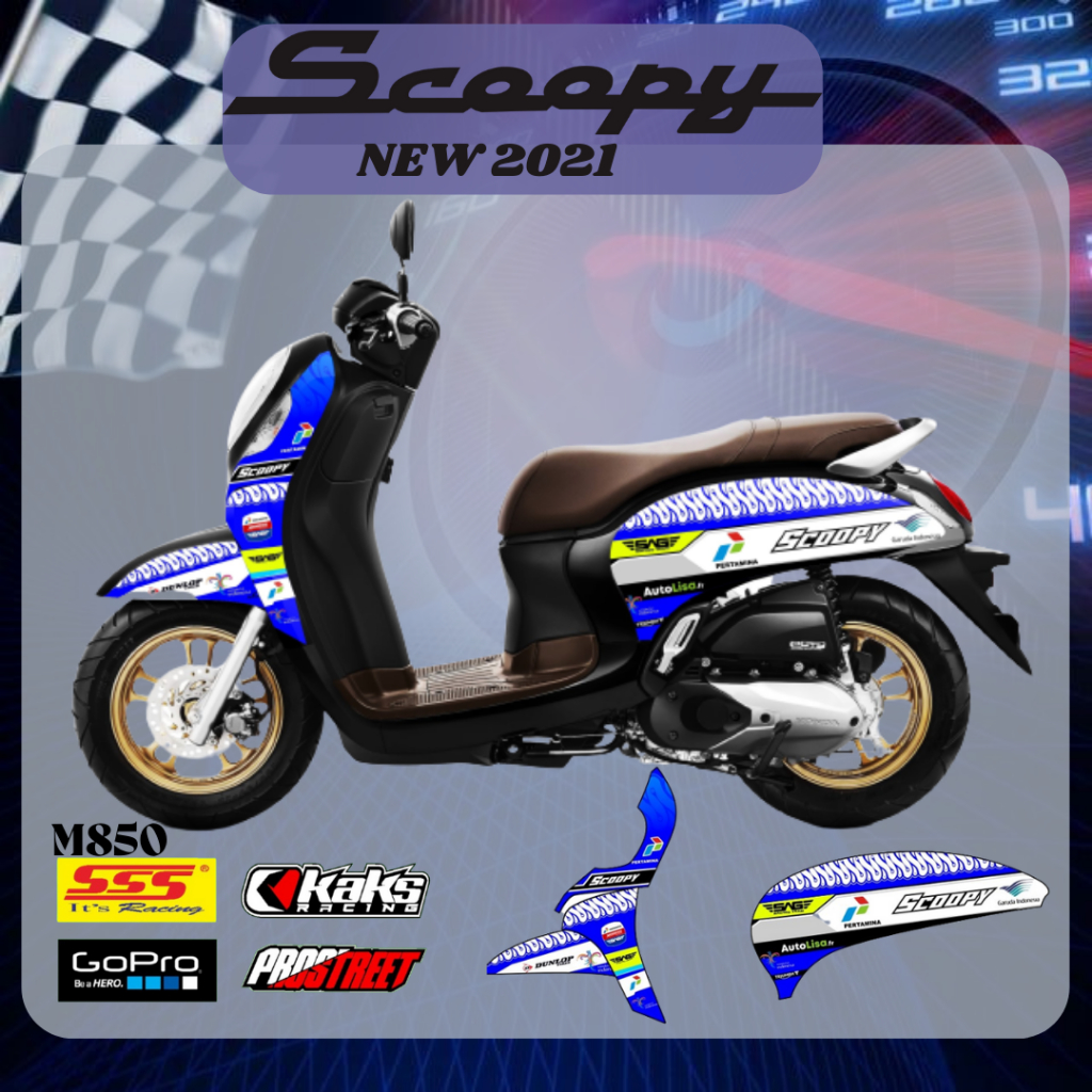 STIKER STRIPING MOTOR SCOOPY NEW 2021 Terbaru KODE M850 - Sticker Decal Print List Variasi  Motor Ho