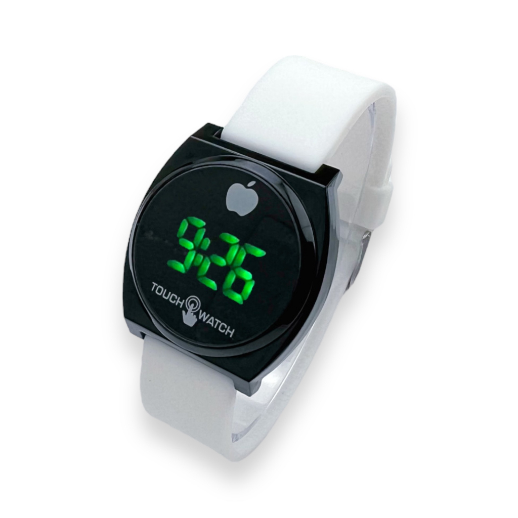 COD✅ Jam Tangan Digital Wanita Pria Watch LED Rubber Elektronik Touch Screen Harga Murah    S1201-S1292-Putih