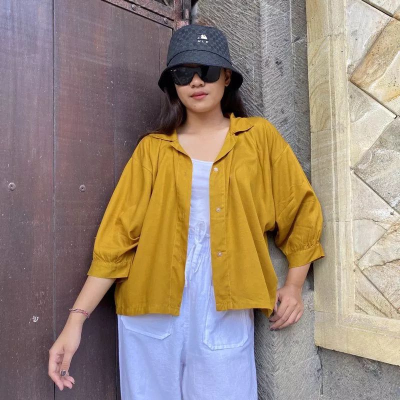 (PROMO CUCI GUDANG) Kemeja Wanita // Kemeja Batwing Rayon Polos OVERSIZE