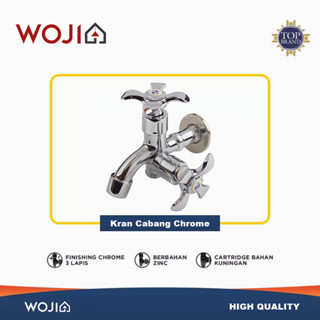 WOJIA - Kran Cabang Chrome Keran Air Shower Double Keran Tembok Kamar Mandi 1/2 Inch Highy Quality