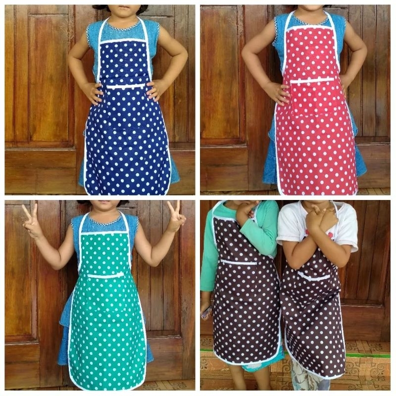 Celemek Masak Anak Motif Polkadot