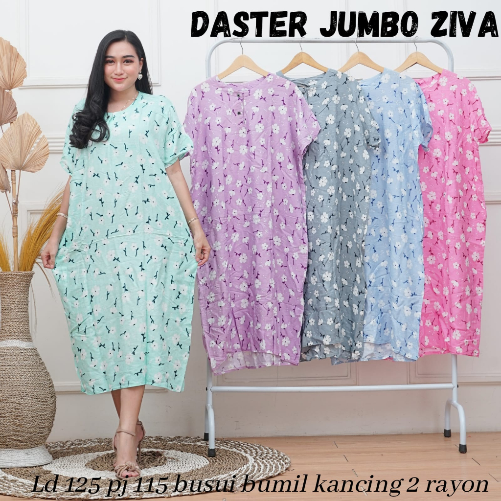 DASTER JUMBO ZIVA BUMIL BUSUI LD 125 - 130 / PJ 115 DADA KANCING BAHAN SANTUNG RAYON SOLOAN
