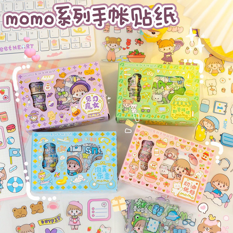 

Sticker MOMO Roll Aesthetic Dekorasi Botol Buku Stiker Waterproof