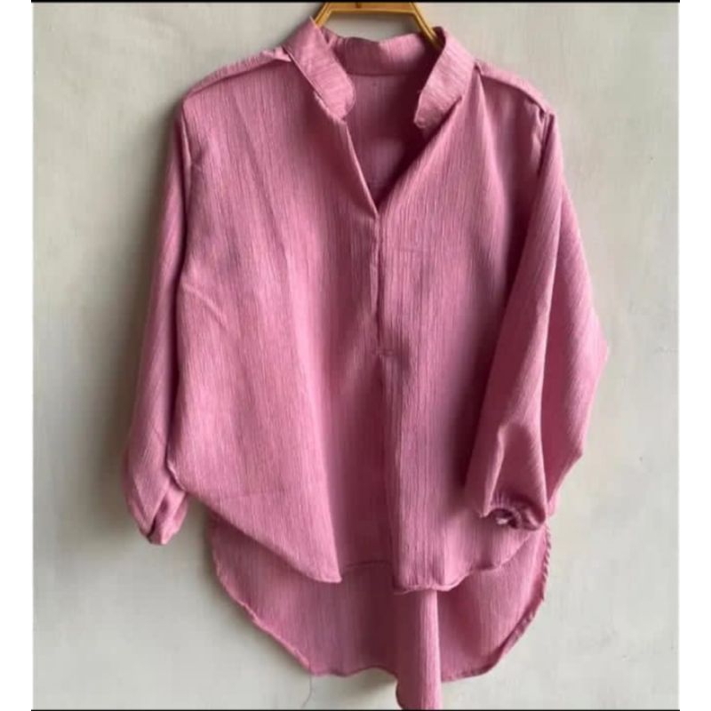 Livia Blouse Kemeja Outer Lady Crush Premium| wanita muat BB 40-90 kg