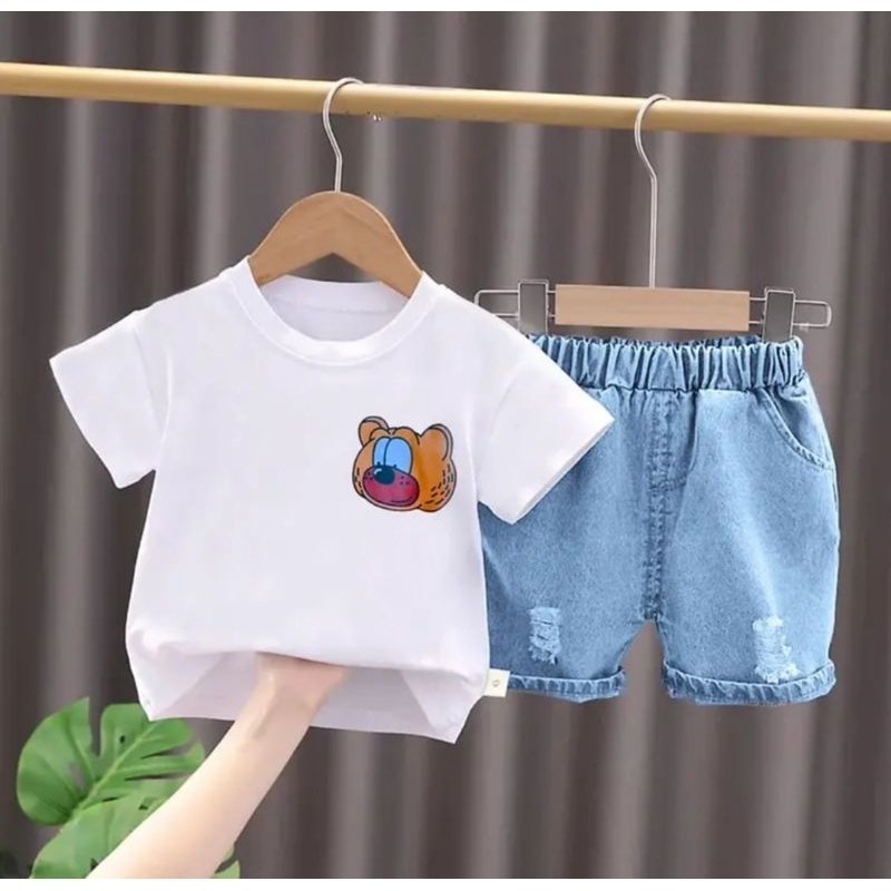 setelan baju anak laki laki terbaru setelan jeans anak 1-5 tahun