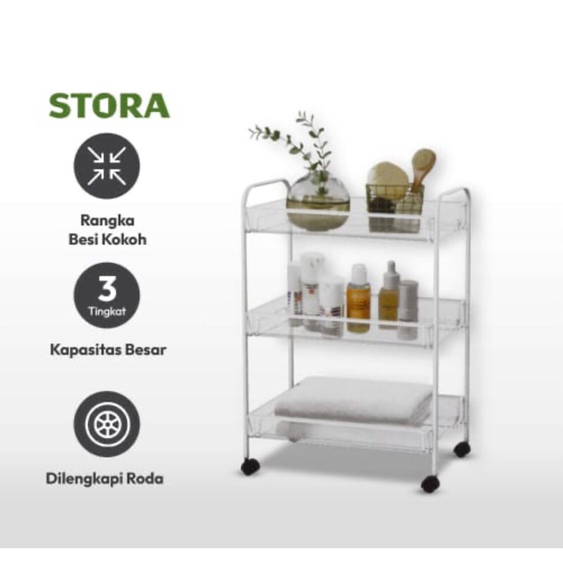 KRISHOME RAK TROLY BESI PENYIMPANAN SERBAGUNA 3 &amp; 4 TINGKAT PUTIH/ACE HARDWARE STORAGE TROLLEY 4TIER