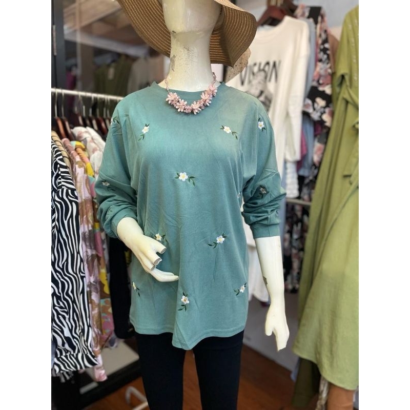 ATASAN BLOUSE MOTIF BUNGA BORDIR / ATASAN OVERSIZE PINK MAGENTA BUNGA / ATASAN BLOUSE OVERSIZE HIJAU