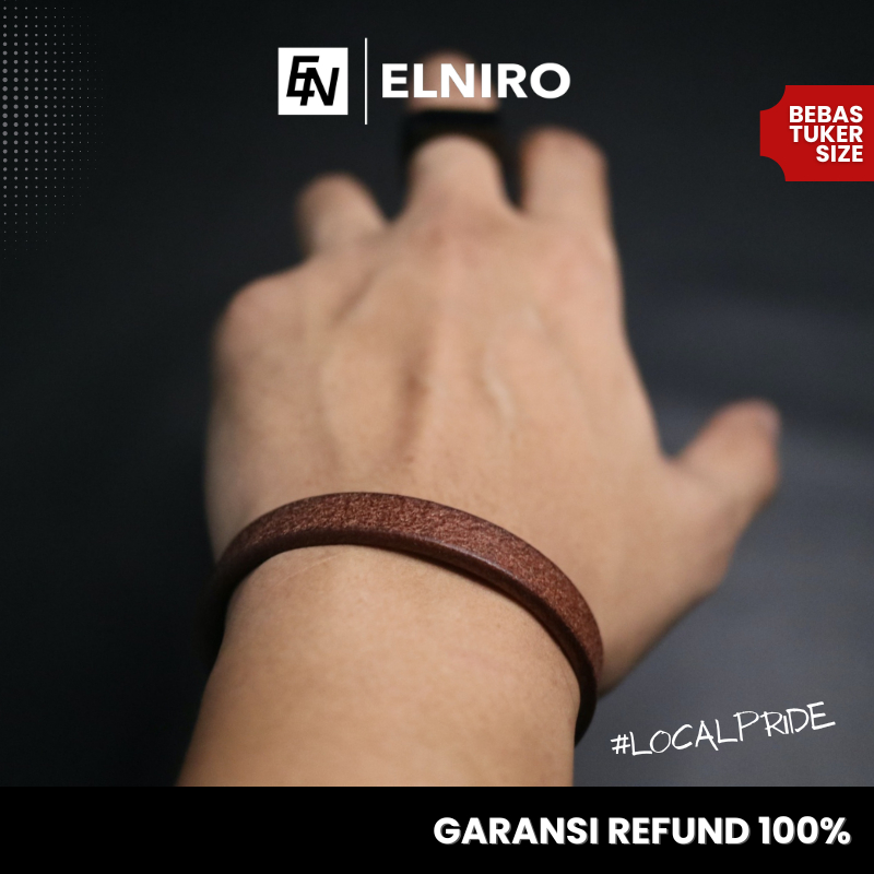 ELNIRO Gelang Kulit Pria Cowok STONER GENUINE LEATHER Premium Bracelet  for Men [GARANSI ORIGINAL 100%]