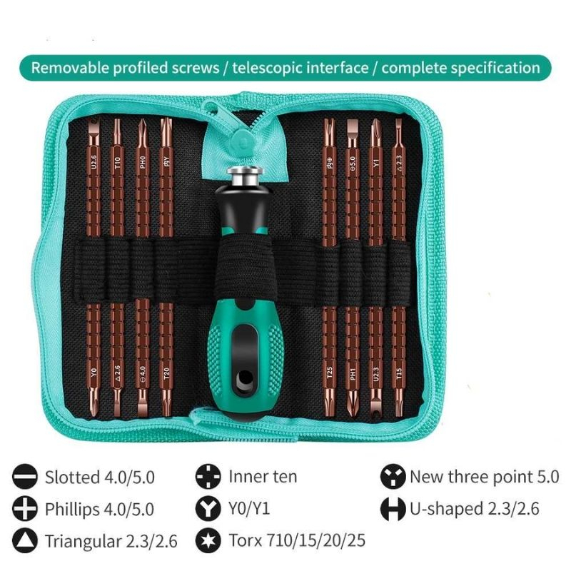 Paket Obeng Set Ujung Magnetik Multifungsi Pegangan Anti Slip 16 in 1, 12 in 1, 6 in 1