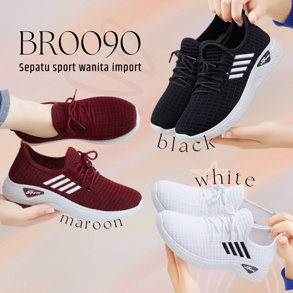 GROSIRTAS LV0090 Sepatu Sneakers Wanita Import Sepatu Sport Wanita Rajut Sepatu Fashion Wanita Korea Motif Garis