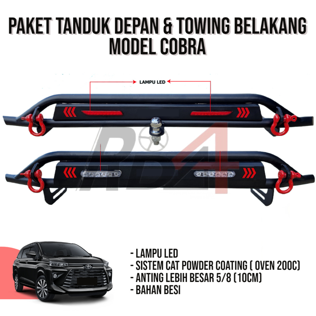 Paket Tanduk dan Towing Depan Belakang Mobil All New Avanza Xenia Rush Terios Pajero Fortuner Pajero