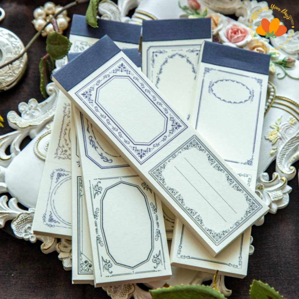 

50lembar Memo pad vintage retro frame memo catatan bunga scrapbook journal dekorasi jurnal diari