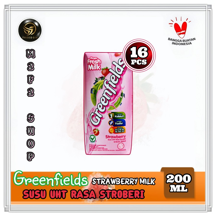 

Greenfields Susu Kotak UHT Strawberry Milk | Stroberi - 200 ml (Kemasan 16 Pcs)