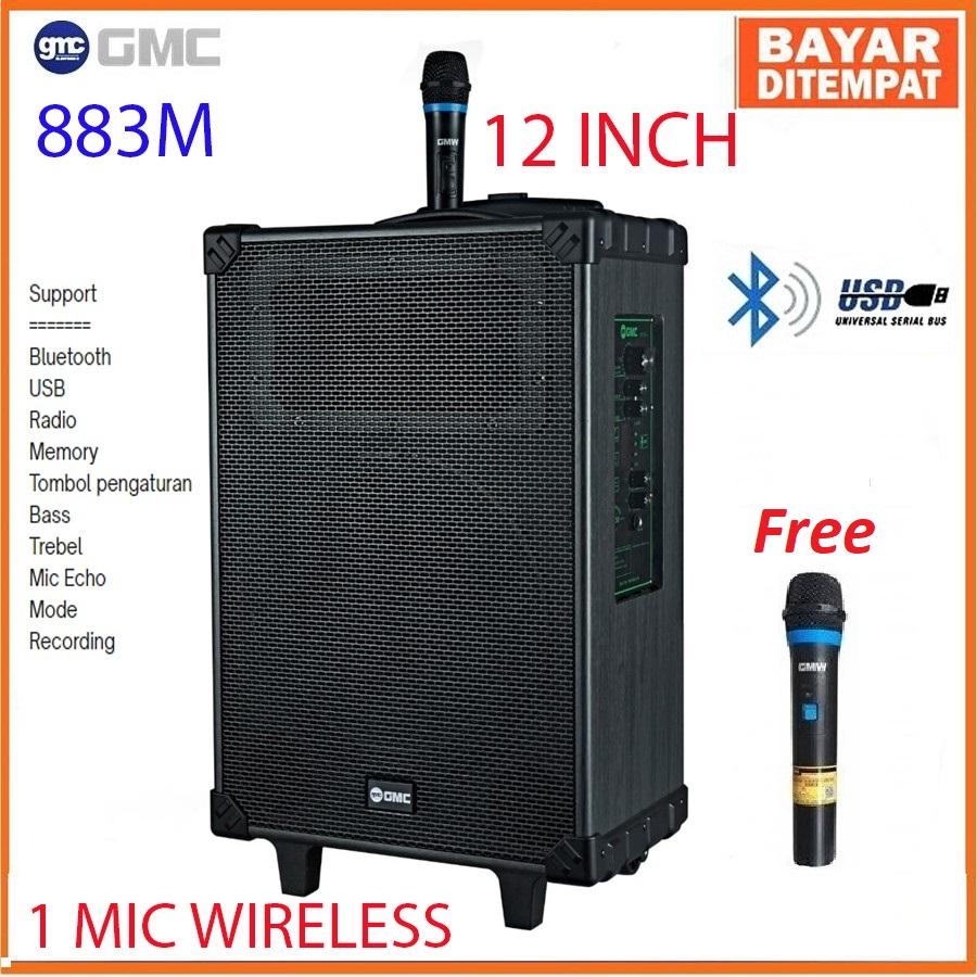 SPEAKER GMC 883M 883 M + free MIC wireless 1 pcs 12in 12" 12inch