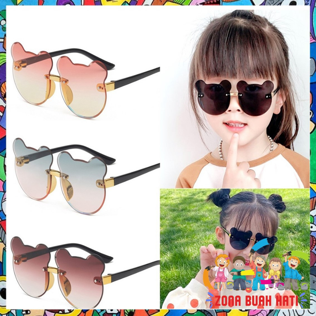 ZBH Kacamata Anak Motif Beruang 6686 Kaca Mata Hitam Anak High Quality Kids Sunglasses Kaca Mata Murah Import