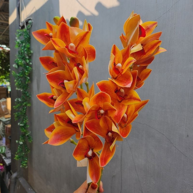 Cymbidium Latex / Anggrek Latex x10 kuntum / Bunga Hias Artificial