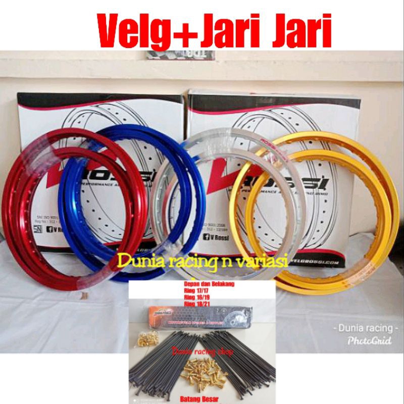 Velg Rossi Pelek Rossi ring 16 19 ring 18 21 hole 36 Biru Hitam Gold Ungu merah silver Sepasang depan belakang + Jari jari KLX Jari jari Hitam ring 16 19 dan 18 21 sepasang