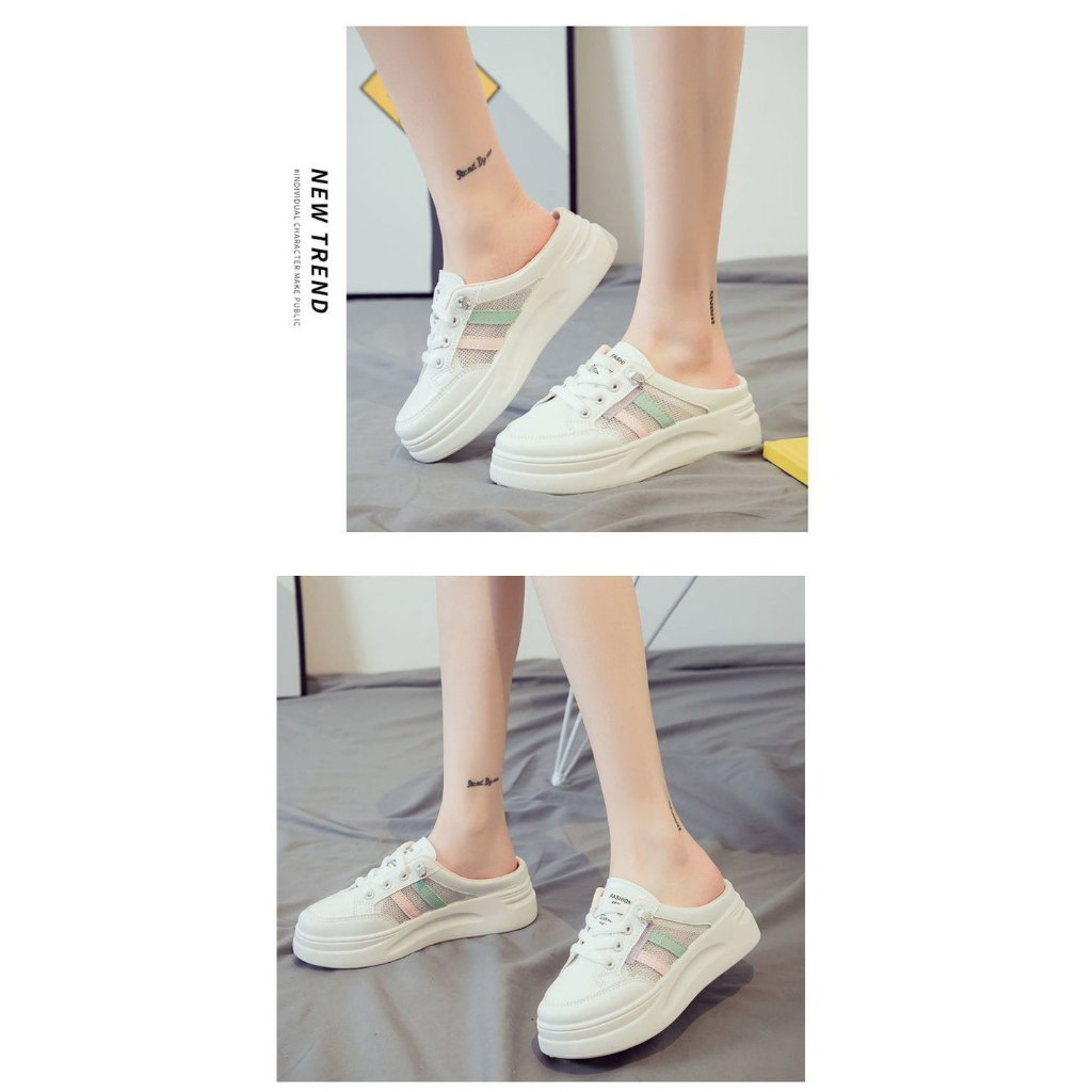 Sepatu Sneakers Wanita Tanpa Tutup Sneaker Putih Korean Style Cewek Kekinian Import Best Quality Azgalery SPT-22