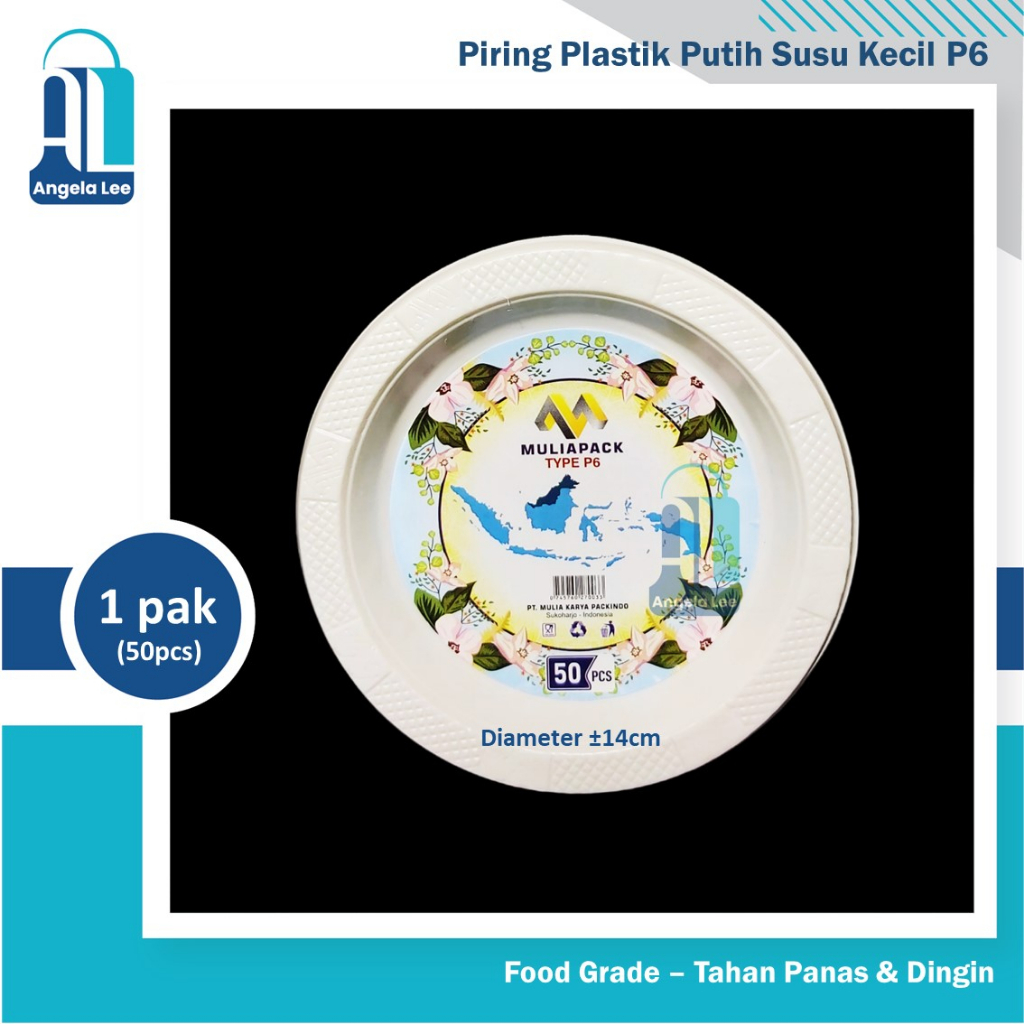 P6 Piring Makan Plastik Putih Susu Kecil isi 50pcs