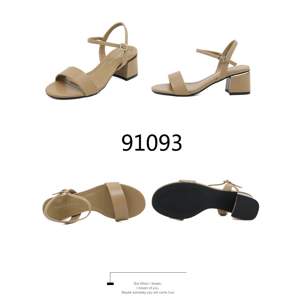 91093 Open Toe Ankle Strap Block Heel Sandals