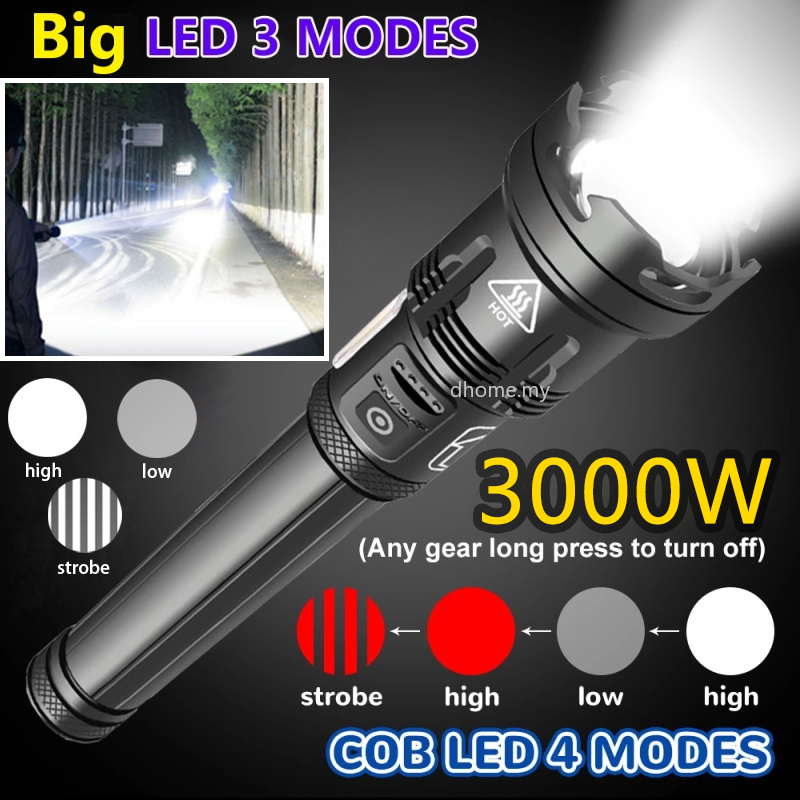 Senter LED Super Terang Jarak Jauh 90000 Lumens Ori Waterproof Senter Swat Zoom Flashlight Lampu Led