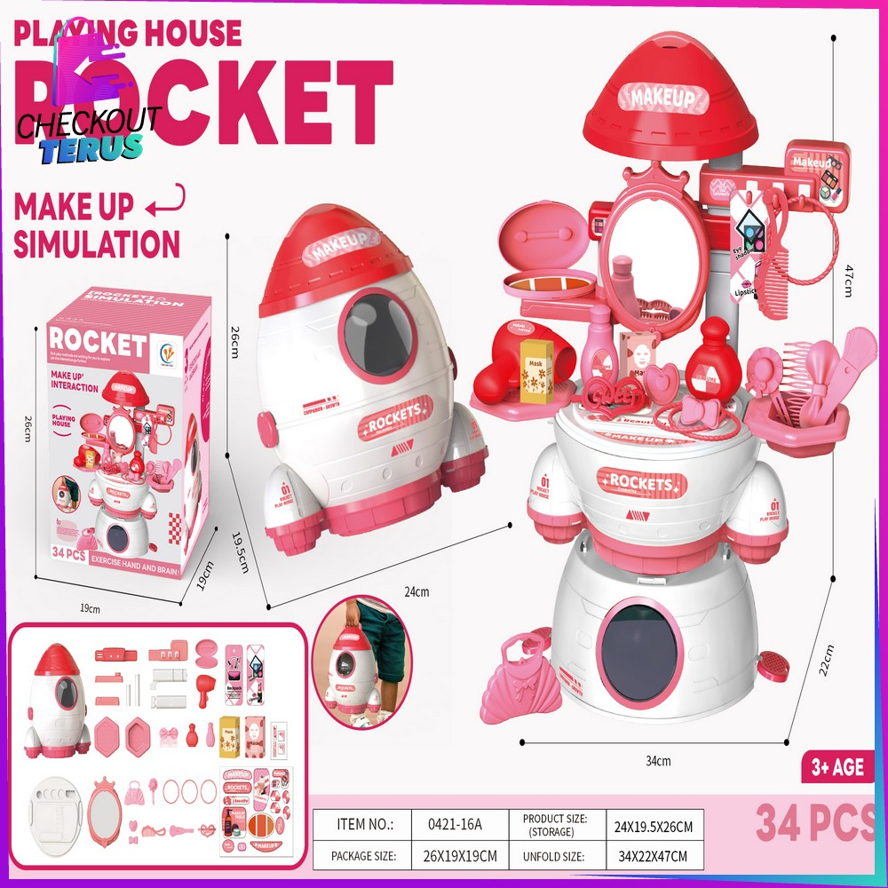 CT M323 Mainan Masak Masakan Anak Pretend Play Set Motif Rocket Unisex Mainan Edukasi Fast Food Simulation Kitchen Set Kids Toys Makeup