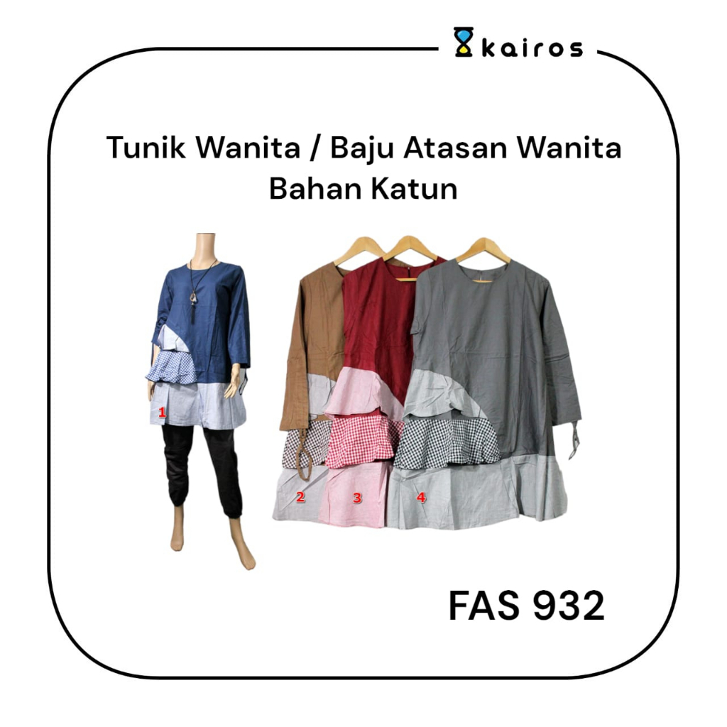 Tunik Wanita / Baju Atasan Wanita Dewasa Bahan Katun